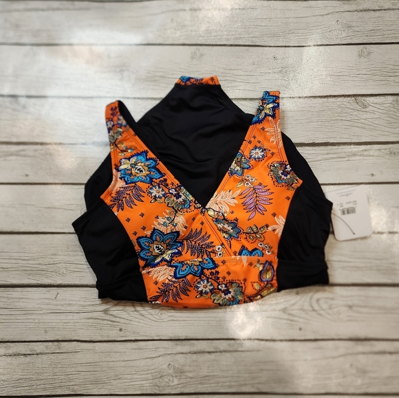 NWT Dolfin Swimwear Aqua Shape Drape Front Sweet Escape Panel and Black Size 18 - Picture 12 of 15